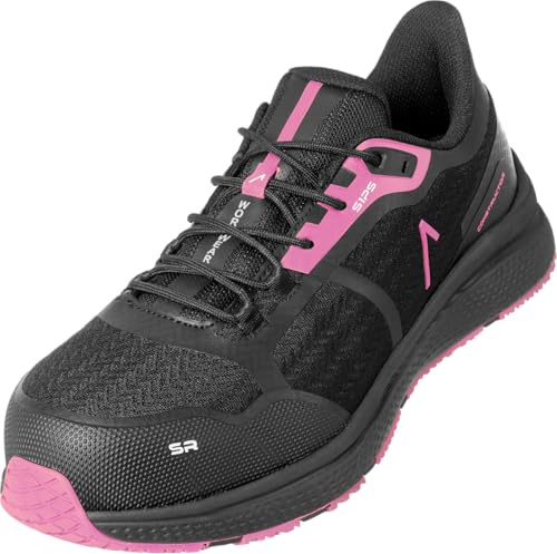 ACE Constructor S1-P Scarpe da lavoro - leggere, antiscivolo e comode - Scarpe di sicurezza per donna e uomo - Nero/Rosa - 40