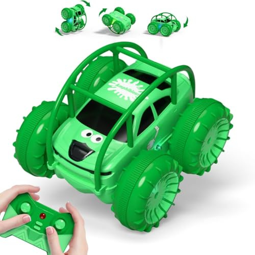 ifollower Direktladung Ferngesteuertes Auto 2.4GHz 4WD Amphibienfahrzeug mit LED-Licht,360° Drehung Stunt Monstertruck Strand Wasser Outdoor Spielzeug Geschenk für Kinder Jungen Mädchen ab 3-12 Jahre