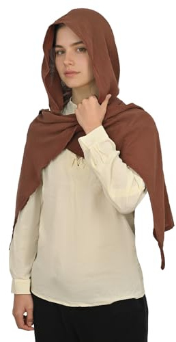 FSUJWOA Mittelalter Vintage Kapuzenschal Goth Cape Kostüm Mode Schal Schal Kapuzenschal Für Männer Frauen (Braun)