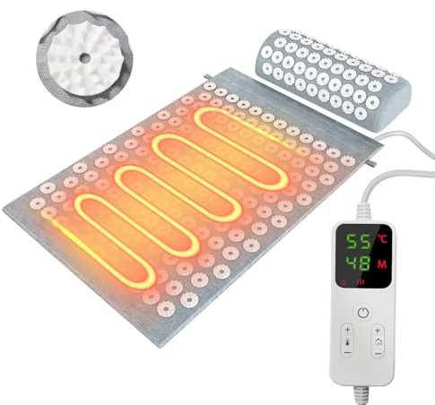 Acupressure Mat & Pillow Set - Cushioned Spike Acupuncture Massage Mat - Back, Neck & Shoulder Pain Relief - Ease Muscle Tension & Stress