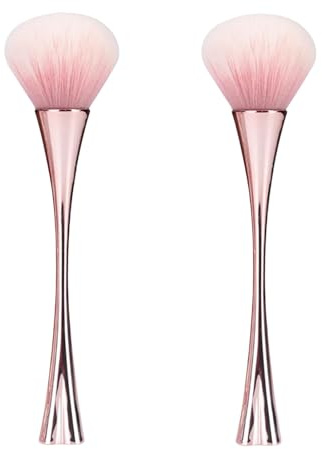 2Pcs Rose Gold Nail Art Dust Powder Remover Brush, Nail Art Dust Cleaner Brush, Soft Cleaner Brush for Makeup, Nail Dust Brush for Acrylic Nails Manicure Brush for Women Birthday Gifts Hand Rests