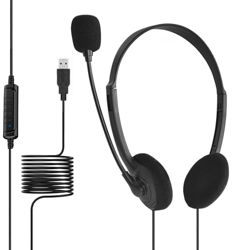 Cuffie da gioco USB-Auricolare cablato per over-ear con microfono incorporato, comodo da indossare | Cufie da gioco superiori, suono di alta qualità con controllo del volume, cuffie vocali per PC, is