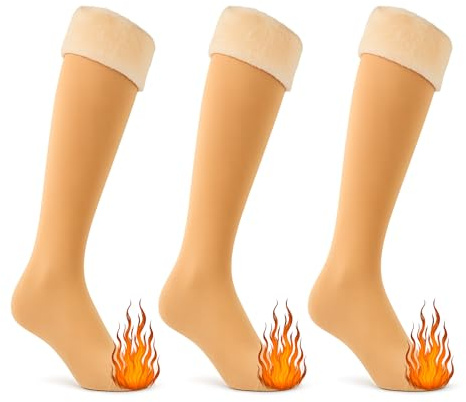 PS PROUTHS Calcetines Termicos Mujer Altos, Medias Térmicas hasta la Rodilla - tipo Media con Afelpado Interior Extra Suave (FR/ES, Números, 33, 42, Regular, Regular, TALLA ÚNICA, B-002)
