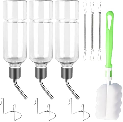Trinkflasche Kaninchen, 3 Stück Trinkflasche Meerschweinchen, Trinkflasches Hasen Winterfest, Nagertränke Nippelflasche, Hängend Haustier Wasserspender für Kaninchen Meerschweinchen mit Halterung