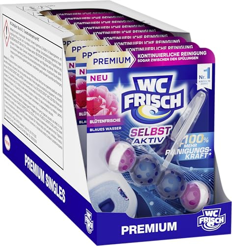 WC FRISCH Selbst Aktiv Blütenfrische Blauspüler (10x50 g), WC Steine mit Anti-Kalk-Formel, Reinigungsschaum & blauem Wasser, WC-Reiniger für extra Frische & sichtbare Reinigung zwischen den Spülungen