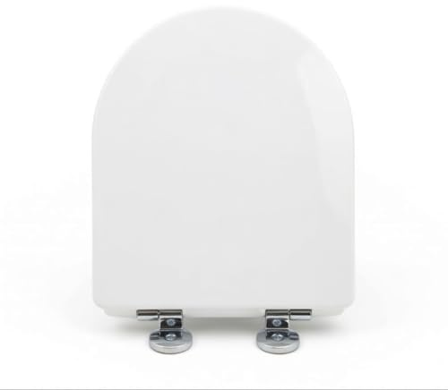 Toilet Seat Soft Close，D Shaped Soft Close Toilet Seat with One Button Quick Release for Cleaning，Durable Anti-Bacterial PP Materials（41.8 * 36.1）