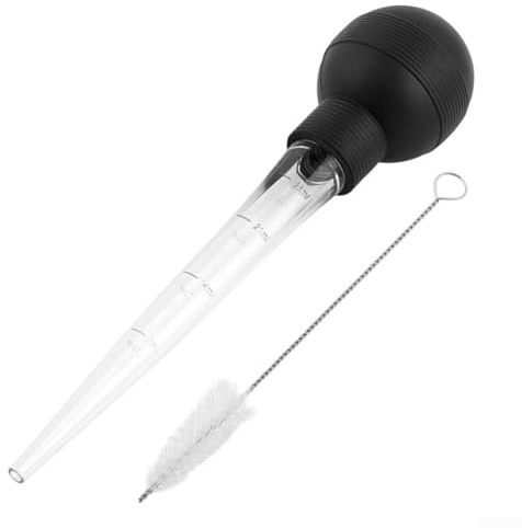 Large Turkey Baster for Cooking| Heat-Resistant Silicone Injector with Cleaning Brush| 28ml/1oz Capacity for Hot Liquids| Gravy| Sauces| Roasting Turkey and Meats|