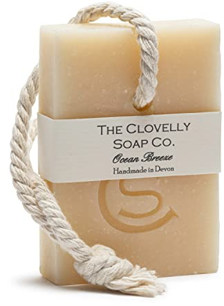 Clovelly Soap Co Natural Handmade Soap on a rope Bar (Bergamot and Lemongrass 100g) For All Skin Types 100g