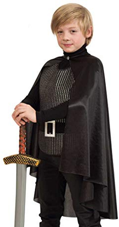 KarnevalsTeufel.de Kinderkostüm Warrior Ritter Umhang Brustpanzer Schwarz Cape Gr 104/116-128/140 (104/116)