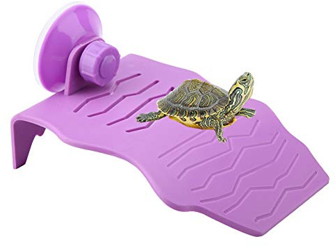 Schildkröte Dock Plattform für Aquarium, Schwimmende Insel mit Saugnapf, Ruhen, Spielen, Reptilien Terrasse, Aquarien Klettern, Lila S