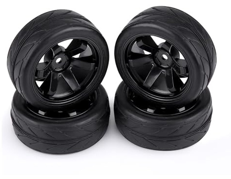 Tbest 4 stücke RC Reifen, Geländewagen Felgen RC Raupenreifen Gummireifen Räder für RC 1:10 Autoteil(6 Löcher)