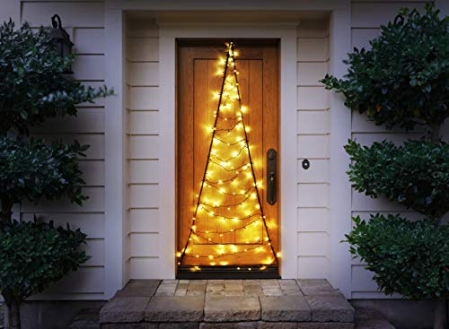 LED Lichtervorhang mit warm-weißer Beleuchtung, 120 LEDs, praktischer Timer, tolle Weihnachtsbeleuchtung für Innen & Außen, 75 x 210 cm, strombetrieben