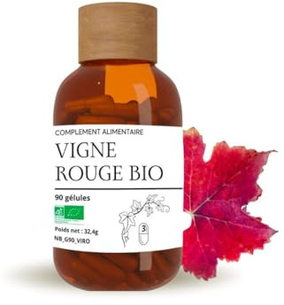 Vigne rouge bio, 90 gélules, riche en polyphénols, Nature AZ | Plante traditionnellement utilisée pour le confort circulatoire, sans additif, France
