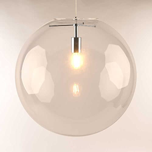 s.luce Orb Glaskugel Hängeleuchte Hängelampe Pendellampe Pendelleuchte Glaslampe, Farbe Schwarz/Klar, Größe Ø 40cm
