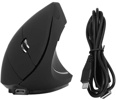 VBESTLIFE Souris Verticale Optique 16DPI sans Fil Ergonomique Rechargeable Noir, 2,4 GHz USB, 6 Boutons, PC/Ordinateur Portable