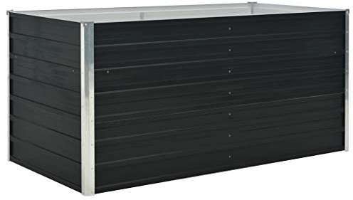 Tidyard Hochbeet Pflanzkübel Blumentopf Blumenkasten Metall Pflanzbeet Gartenbeet Frühbeet Garten Blumenhochbeet für Terrasse & Garten Verzinkter Stahl 160 x 80 x 77 cm Anthrazit