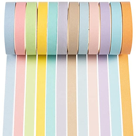YUBX Regenbogenfarben Washi Tape Set Masking Tape Klebeband Bunt Dekoband für DIY Handwerk, Bullet Journals, Planer, Scrapbooking, Verpackung 8 mm breit (Rainbow Small)