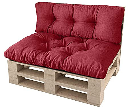 GKZJ Palettenkissen Auflage Set,Europaletten Palettenpolster Palettensofa Kissen mit Rückenkissen,für Indoor und Outdoor,Red wine-120x80cm