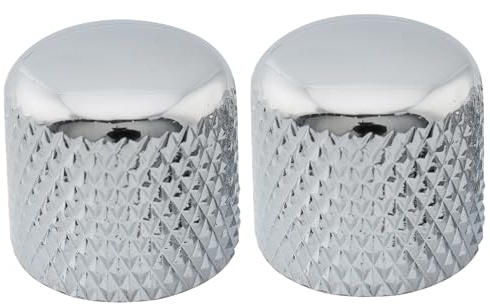 Musiclily Pro Inch Stahl Gitarre Knöpfe Potiknöpfe Push-on T-Style Dome Knobs 18mm für USA Tele E-Gitarre oder Precision Bass, Chrom (2 Stück)