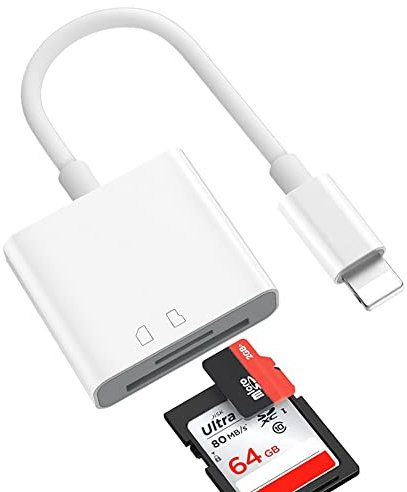 Lightning to SD Card Reader for iPhone/iPad - USB OTG Adapter Compatible With SD/TF Card, USB Flash Drive