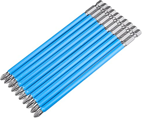 Bestgle 10 st 150 mm 1/4 tum sexkantigt skaft långt kors huvud PH2 halkskydd magnetiska stjärnskruvmejsel bits set