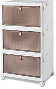 Ergocar Scatole Immagazzinaggio Plastica Pieghevole, Spessa e Resistente, Impilabili Scatola Organizer Trasparente con Coperchi e Ruote Nella, per Auto, Armadi, Casa, Ufficio