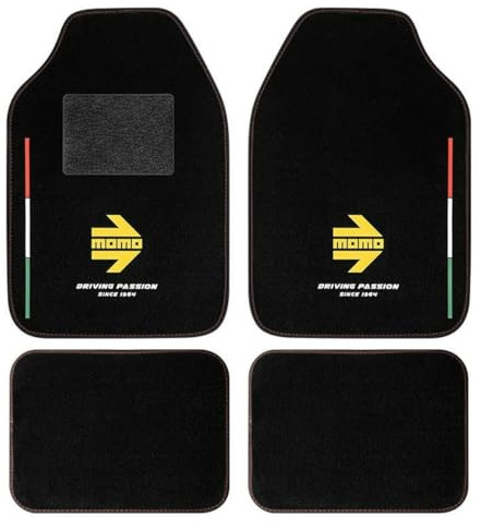 Momo Autoteppiche Italien, 4 Stück - Universelle Passform, Schwarz/Gelb/Grün/Weiß/Rot, Teppich (Carpet) und PVC, PKW