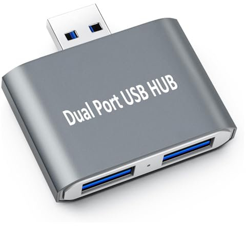 Herfair USB Hub,USB Expander,2 Ports USB Hub Adapter Ultra Slim Portable High Speed USB 3.0 Male to 2 USB 3.0 Female Splitter Extension Convertor for Laptop, MacBook,Desktop PC(Gray)
