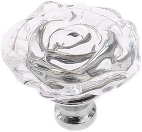 Kristall-Türgriffe, Griffe für Schränke, Schubladen, 1 Stück, rote Rosenform, Kristallglas, Schrankknauf, Schubladengriff, ideal für Schränke, Küchen- und Badezimmerschränke, Fensterläden usw. (Farbe