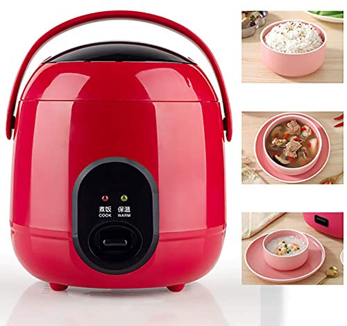 Cuociriso, Mini Cuociriso Cuociriso A Vapore Pentola Interna di qualità Premium (1,2 L/200 W/220 V) Funzione di Mantenimento in Caldo per Cucinare Riso, Porridge, Uova Nutrienti,Re