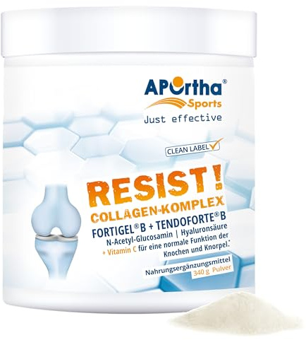 APOrtha® Sports RESIST! mit FORTIGEL® + TENDOFORTE, 340 g Pulver | innovativer Nährstoffkomplex, bioaktive Collagen-Peptide mit Glucosamin und Hyaluronsäure, glutenfrei, allergenfrei