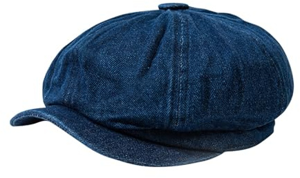 Gorra de ejército para hombre, unisex, 8 paneles, vaquero, gorra de Newsboy Boy Fiddler Cabbie Artist Painter Boina plana Sombrero de paja 53 cm, azul, Talla única