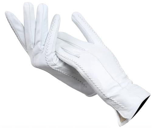 Dninmim Damen Winter Warme Handschuhe, mehrere Farben Lederhandschuhe Handschuhe, weiß, 6.5