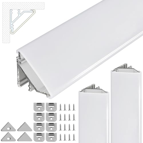 Brollux LED Eckprofil V24, Set 4m (2x2m) Alu Profile 45 Grad Ecke Aluminium für LEDs Strip Lichtleiste ohne Leuchtmittel