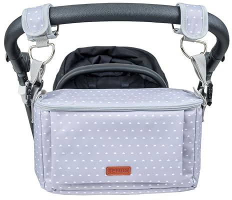 TENDS Kinderwagen Organizer Universal & Multifunktional -Baby und Maternitätsrucksack Features -Buggy Zubehörtasche Reißverschlusstasche und Verstellbarem Schultergurt -Vielseitig für Windeln