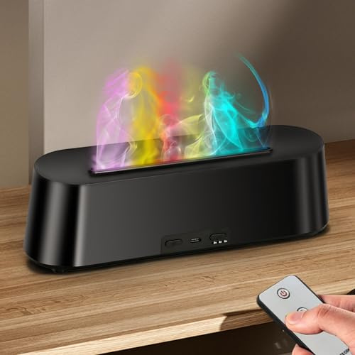Colorful Flame Fire Diffuser Humidifier, Essential Oil Aromatherapy Diffuser with Remote Control 300ml Large Ultra-Quiet Aroma Diffusers 7 Colors with Auto-Off Protection Timing 2/4/6H for Home,Yoga..