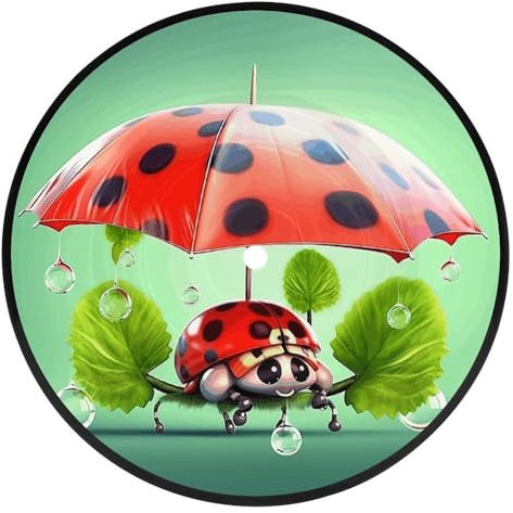 Leder-Untersetzer für Getränke, runde Getränkeuntersetzer, lustiger Marienkäfer, hält Regenschirme, Untersetzer, 1 Stück, Matte für Zuhause, Tischschutzmatte, hitzebeständig, Kaffeetasse, 10,2 cm