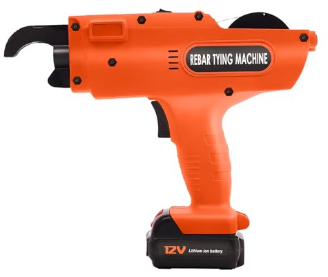 Elektrische Rebar Bindemaschine 8-34mm Automatische Drahtbindemaschine Handheld-Elektrobindegeräte Drahtbindegerät Bewehrungsbindegerät Bewehrung Bindewerkzeug mit 2 Akku (Orange)