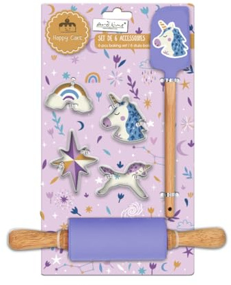 Artime - Lot de 6 Accessoires pour Cuisine en Forme Licorne, Spatule, Mini Rouleau à Pâtisserie, 4 emportes pièces INOX, Accessoires pour Enfants, Créations Culinaires