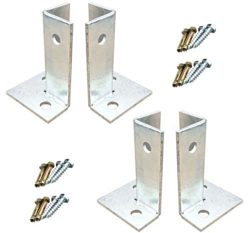 SaiFfe Base de Poste Ajustable Galvanizado Soportes de Postes de Acero Inoxidable Anclaje de Poste de Madera Resistente para Barandilla de Cubierta de Pabellón(Color:4PCS,Size:Height 100mm)