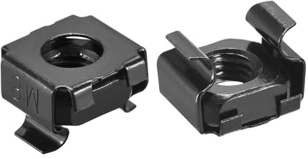uxcell Tuercas de jaula a presión, tuercas de acero al carbono M8 x 1,25 mm para gabinete de estante de servidor, 50 unidades