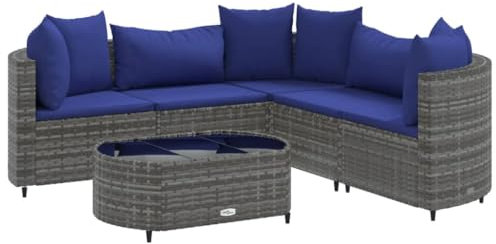 vidaXL Loungegrupp för trädgården med dynor 6 delar grå konstrotting, soffgrupp för trädgård, loungegrupp, loungegrupp för trädgård
