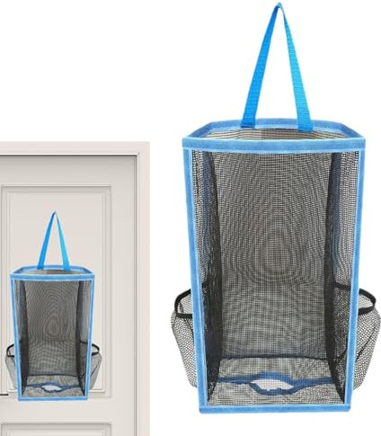 Vriusi Distributeur de sacs à ordures, sac à ordures en maille - organisateur de sacs pour distributeur en filet pour sacs à ordures, boîtes de poche pour recyclage à