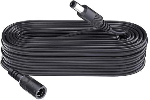 Security-01 5 m DC Power Verlängerungskabel, Stecker 5.5mm x 2.1mm, unterstützt DC 5V 6V 9V 12V 24V, für Sicherheitskameras, DVR, Router, Drucker, LED Strip, schwarz