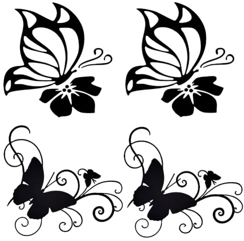 GORGECRAFT 4 Blatt 2 Stile Autoaufkleber Schwarzer Schmetterling Hibiskusblüten Hawaiianische Reflektierende Aufkleber PET Wasserdichter Aufkleber Outdoor Stoßstange Frauen Autoaufkleber Für Auto LKW