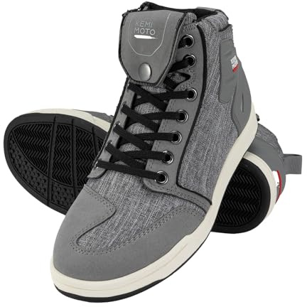 KEMIMOTO Scarpe Moto Uomo, Stivali Moto Uomo Casual con Il Cambio Marcia, Scarpe da Ginnastica da Motociclo Traspiranti con Zip Laterale