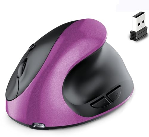 Jrifedptry Ricaricabile Dual Mode USB 2.4G Wireless + Bluetooth Mouse Ottico Ergonomico Verticale per Computer Notebook