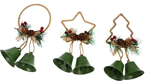 FONDOTIN 3stücke Vintage Weihnachtsglocken Hängende Dekoration Für Weihnachtsbaum Rustikales Design Für Festliche Zuhause Und Cafés