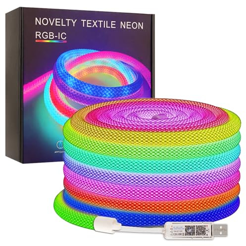 360 Grad Neon LED Strip 4M, 50Leds/m, IP65 Wasserdicht Nylon Flexible Traum bunte Seil Licht, für Heimdekoration(Der USB-Anschluss ist nicht wasserdicht)