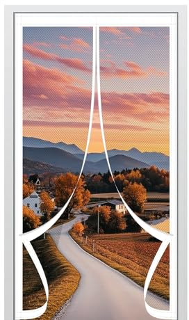 Magnetic Door Screen 173 x 205 cm Keep Bugs Out & Lets Fresh Air in Fly Screen for Doors No Without Drilling Suitable for Patio Doors Balcony Bedroom, White